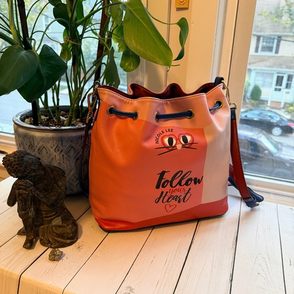 Nicole Lee | Multicolor Artistic Crossbody Bucket Bag with 3-D Embellishments - Picture 2 of 10